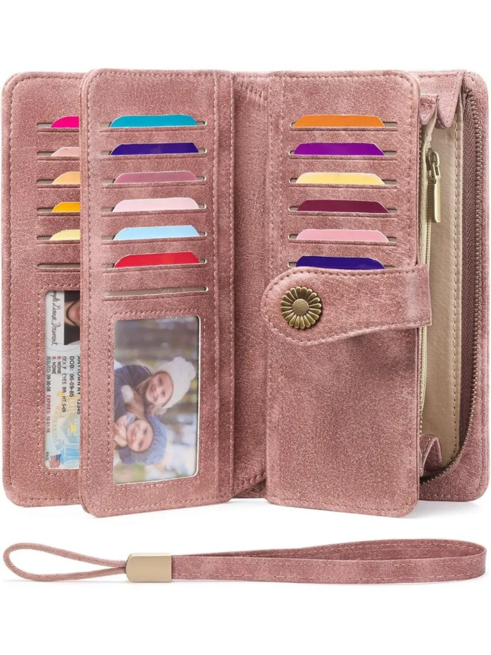 Stylish Trifold Wristlet Wallet for Women - Large Capacity, RFID Blocking
